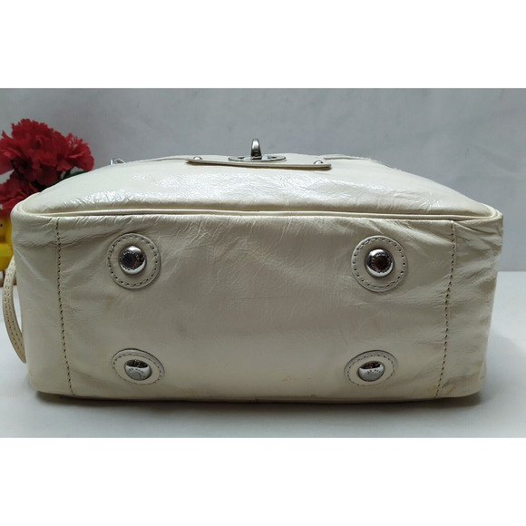 Marc By Marc Jacobs Ivory Patent Leather Pocket Dual Zipper Closure Satchel Bag - Picture 5 of 16